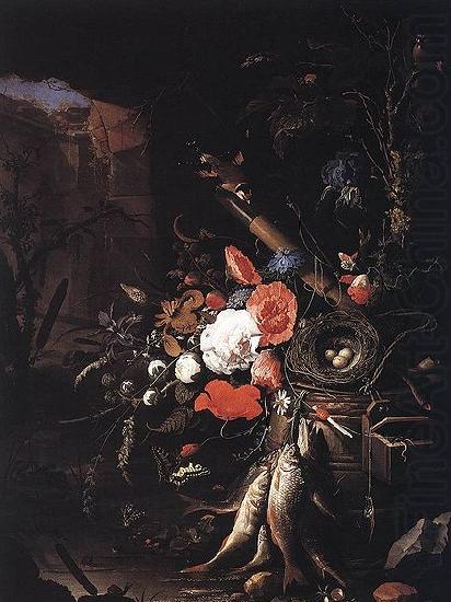 Still-Life with Fishes and Bird Nest, Abraham Mignon